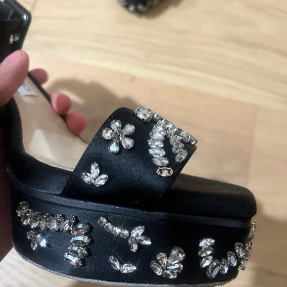 Jimmy Choo Jax Crystal-Embellished Satin Platform Sandals - Picture 4 of 7